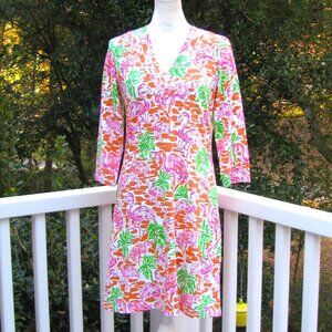Barbara Gerwit Vintage Flamingo v neck dress casual work office Medium